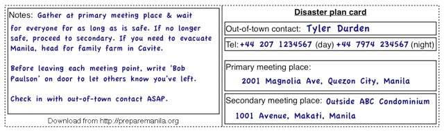 Sample Emergency Plan Card